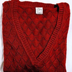 AMERICAN VINTAGE, SHIMMERY RED SWEATER - PLUS SIZE